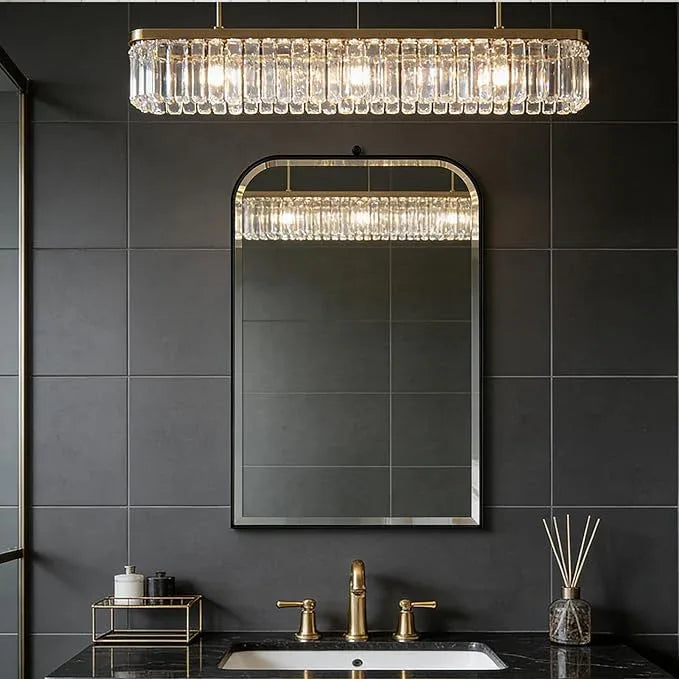 POZINO Beveled Mirror Over Sink, 22"x35" Black Arched Bathroom Mirror, Modern Rounded Rectangle Mirrors with Stainless Steel Frame, Vanity Wall Mirrors for Bedroom Living Room Entryway Fireplace - ModernBath