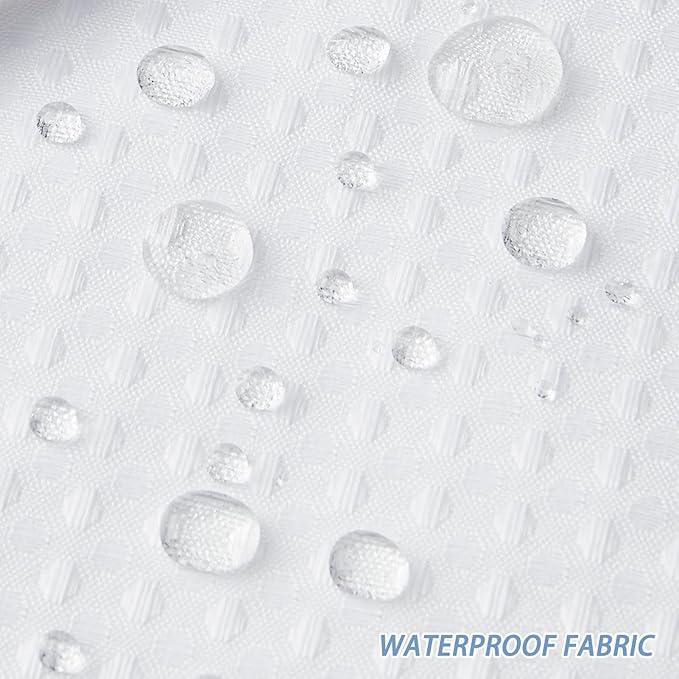 Furlinic Stall Shower Curtain No Hook with Snap in Liner,Waffle Weave Waterproof Bathroom Curtains with See Through Top Window & Weighted Magnets,White,36x72 Inch - ModernBath