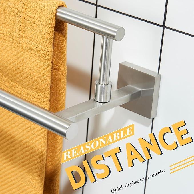 KOKOSIRI Bath Towel Holders Brushed Nickel Bathroom Rack 24-Inch Double Towel Bars Rails for Garage Kitchen Stainless Steel B5009BR-L24 - ModernBath
