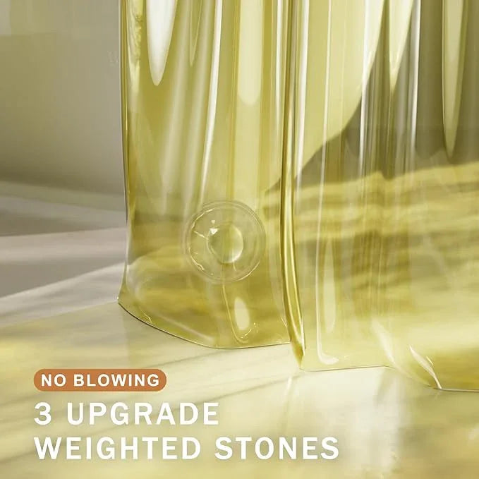 AmazerBath Yellow Shower Curtain Liner Heavy Duty, 100% EVA Clear Shower Curtain and Liner 2-in-1, 72x72 Luxury Plastic Weighted Bathroom Shower Liner, 12 Rustproof Grommets & 3 Heavyweight Stones - ModernBath
