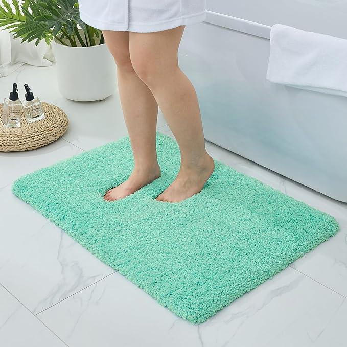 Ruggnovea Bathroom Rugs Non Slip Washable 36x24, Ultra Soft Thick Shaggy Absorbent Bath Mats, High Density Foam Latex Non Slip Backing Bath Rugs, Microfiber Bath Mats for Bathroom Floor&Sink,Spa Blue - ModernBath