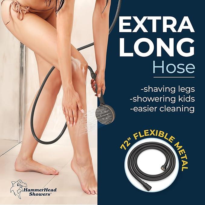 HammerHead Showers® Solid METAL 3-Spray Handheld Shower Head with Long Hose and Holder OIL RUBBED BRONZE - WIDE MASSAGE and MIST Sprays - 1.8 GPM Low Flow Handheld Showerhead -Water Saving Shower Head - ModernBath