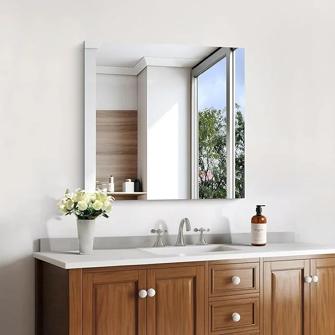 KOCUUY Frameless Mirror, 24"x24" Bathroom Mirror for Over Sink, Upgraded Shatterproof, Large Rectangle Unframed Mirror for Wall, Bathroom, Bedroom, Living Room, Entryway, Hang Horizontal/Vertical - ModernBath