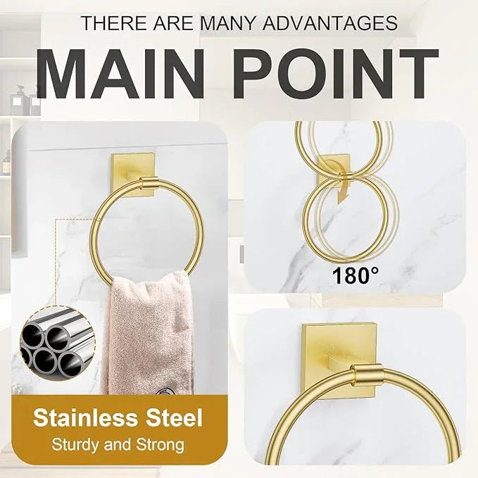 Brushed Gold Bathroom Hardware Accessories Towel Bar Set, 10 Pieces Bathroom Towel Bar Holder Set, 23.6 Inch Stainless Steel Toilet Paper Holder Towel Racks for Bathroom Wall Mounted - ModernBath
