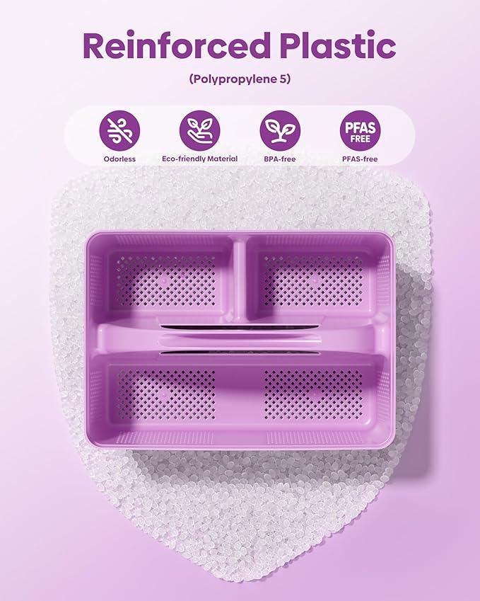 MLIKLU 4 Pack Portable Shower Caddy, Integrated Handle, Reinforced Plastic, Quick-Dry Ventilation Holes, Multi-purpose Storage Basket for Home, Dorm and Bathroom, Kitchen, Under Sink Storage, Purple - ModernBath
