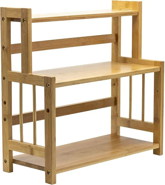 Sorbus Kitchen Countertop Organizer Bamboo Wooden Counter Storage Shelf Rack for Spice, Soap, Skin Care, Makeup Display Stand, Bathroom Shelves, Vanity, Office (3-Tier) - ModernBath