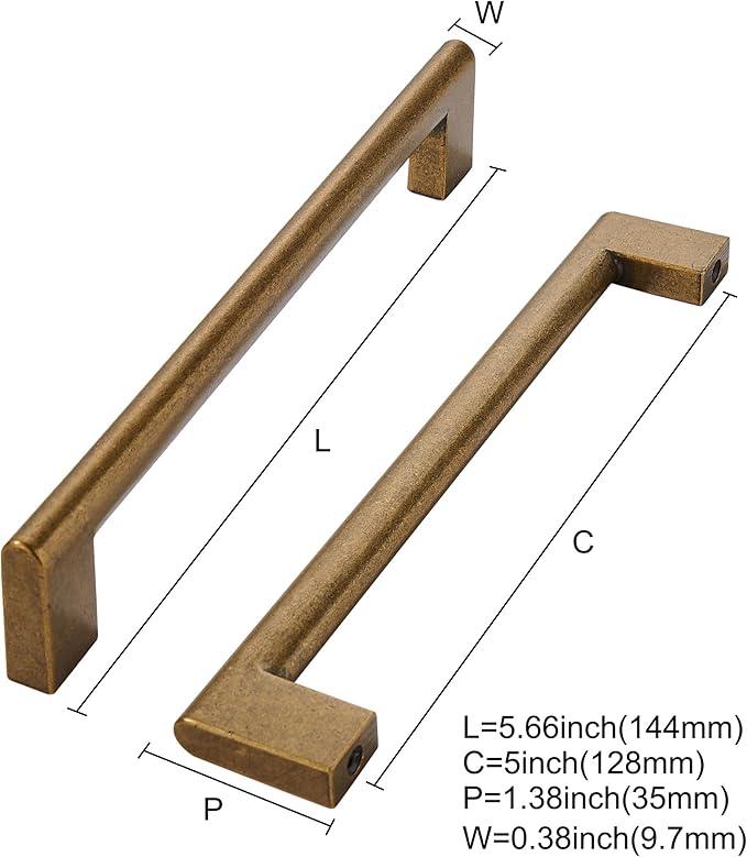 khtumeware 5 Inch Hole Center 2 Pack,Vintage Solid Antique Brass Cabinet Pulls Heavy Duty Kitchen Drawer Handle Antique Cabinet Hardware for Bathroom, Drawer, Cabinet - ModernBath