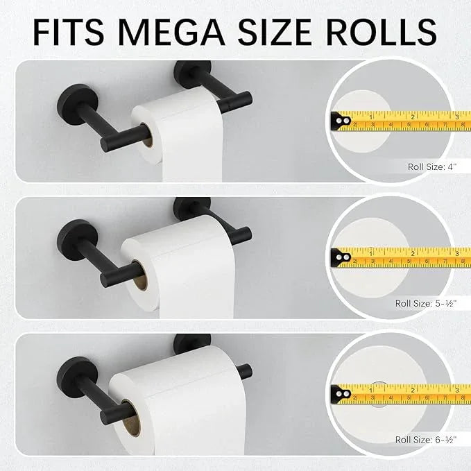 BWE Black Toilet Paper Holder Wall Mounted Double Post Pivoting Toilet Tissue Holders SUS 304 Stainless Steel Toilet Roll Holder for Bathroom Kitchen and RV Washroom - ModernBath