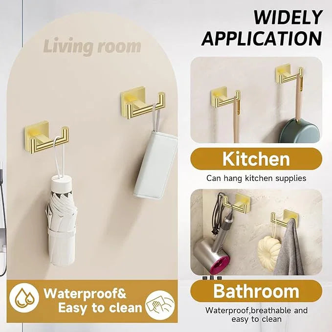 Brushed Gold Towel Bar Set, 5 Pieces Double Dase Toilet Paper Holder Bathroom Hardware Set, 23.6 Inch Stainless Steel Towel Racks for Bathroom Wall Mounted - ModernBath