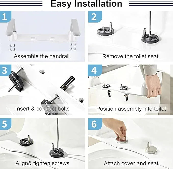 IJDD Toilet Safety Rails for Seniors with Flip-Up Armrests, Heavy Duty Toilet Support Rails with Rise-up Handle for Elderly, Disabled, Handicapped, Pregnant or Mobility Assistance, Fits Most Toilets - ModernBath