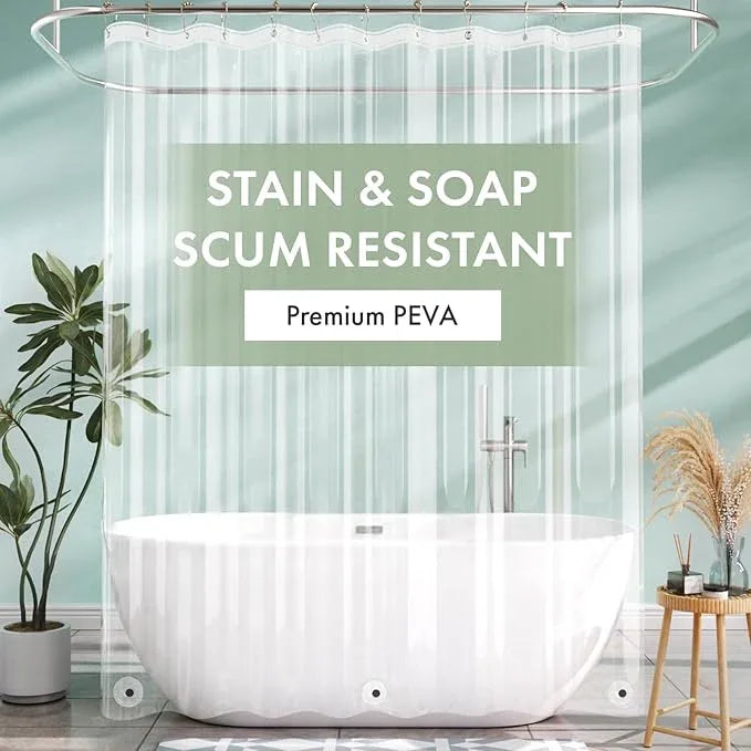 AmazerBath Long Shower Curtain Liner with 3 Magnets, 72x80 Clear Shower Curtain Liner Tall, Waterproof Plastic Shower Liner, Lightweight PEVA Shower Curtain with 12 Rustproof Metal Grommets - ModernBath