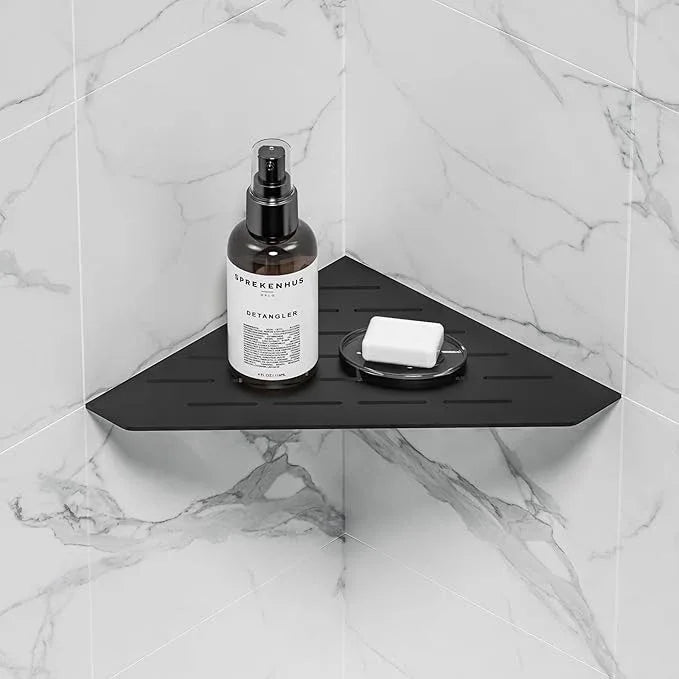 Matte Black Corner Shower Shelf, Floating Corner Shelves for Tile Wall, Tile Shower Shelf, 304 Stainless Steel Wall Storage Shelves for Bathroom, No Drilling, 10 Inch, 1 Pack - ModernBath