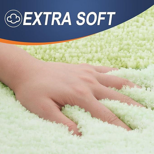 OLANLY Bathroom Rug Mat 30x20, Extra Soft and Absorbent Microfiber Bath Rugs, Non-Slip Plush Shaggy Bath Carpet, Machine Wash Dry, Bath Mats for Bathroom Floor, Tub and Shower, Light Green - ModernBath