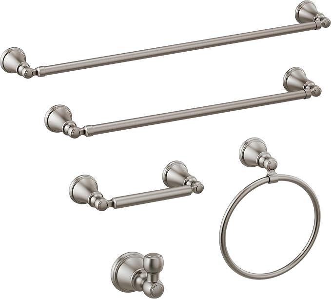 Delta Woodhurst (1-Pack) Toilet Paper Holder Brilliance Stainless Steel Tissue Roll Holder for Bathroom Organization and Storage Pivoting Toilet Tissue Holder Wall Bathroom Accessories 73250-SS - ModernBath