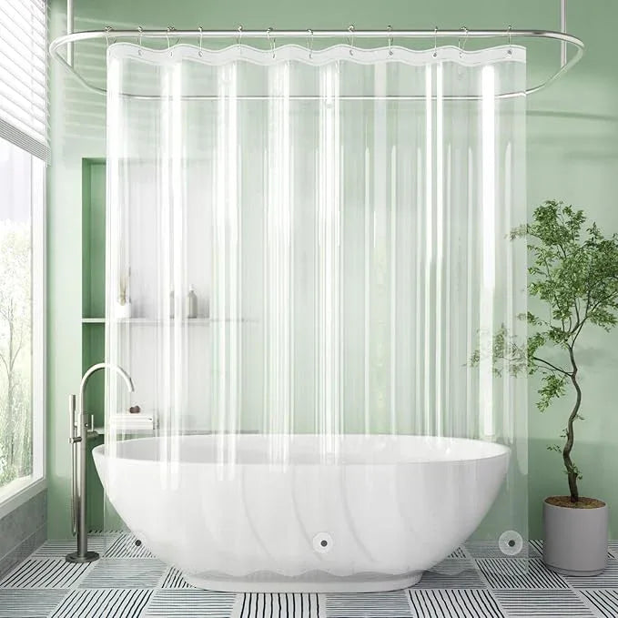 AmazerBath Camper Shower Curtain Liner, 72x65 Clear Shower Curtain Liner, Waterproof Plastic Shower Liner, Lightweight PEVA Shower Curtain for Bathroom with 3 Magnets and 12 Rustproof Metal Grommets - ModernBath