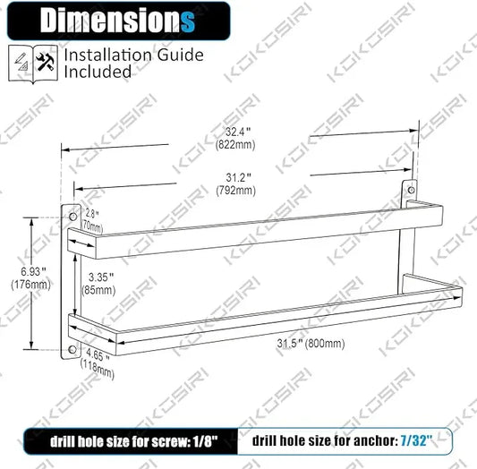 KOKOSIRI Towel Bars Black Bath Towel Holders 32 Inches Bathroom 2-Tiers Ladder Towel Rails Wall Mounted Towels Shelves Rack Stainless Steel, B5008BK-L32 - ModernBath