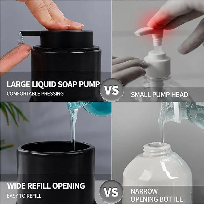 BosilunLife Modern Ceramic Bathroom Accessories Set, Bathroom Counter Set Matte Black Bathroom Decor Sets Accessories Bathroom Lotion Soap Dispenser, Toothbrush Holder Set, Soap Dish, Apothecary Jars - ModernBath