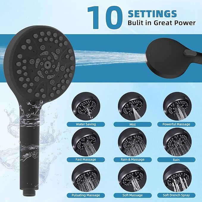 Filtered Shower Head, 10" High Pressure 10-Spray Handheld/Rainfall Shower Head Combo with 20 Stage Shower Filter, 11" Shower Extension Arm, 71" Hose, Shower Head Holder, Oil Rubbed Bronze - ModernBath