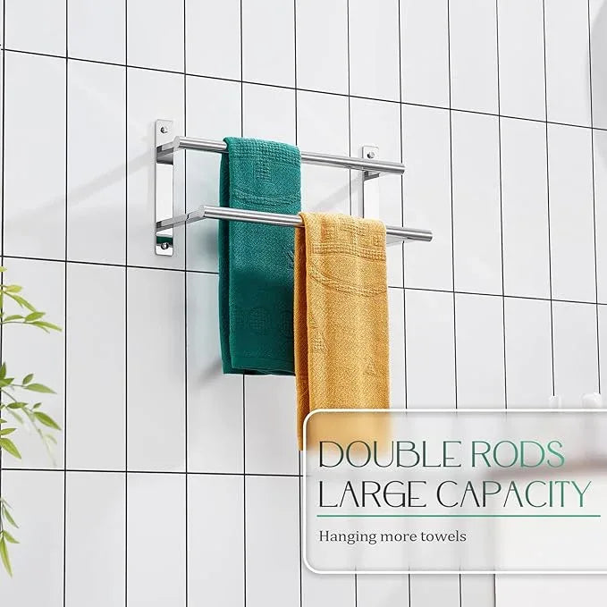 KOKOSIRI Bathroom Towel Racks 16 Inch Double Towel Bars Bath Towel Holder Towel Storage Towel Shelves Wall Mount Stainless Steel Polished Chrome B5010CH-L16 - ModernBath