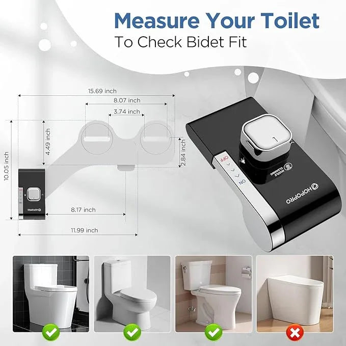 HOPOPRO Bidet with Single Finger Water Pressure Control, Self Cleaning Hygienic Dual Nozzle (Feminine/Rear Wash), Non-Electric Bidet Attachment for Toilet Seat, Easy DIY Install <5 Min -Black - ModernBath