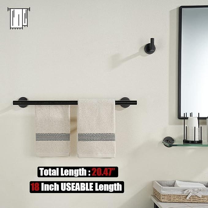 JQK Double Towel Bar Oil Rubbed Bronze, 20.5 Inch 304 Stainless Steel Thicken 0.8mm Towel Rack Bathroom, Towel Holder ORB Wall Mount, Useable Length 18 Inch, TB100L18-ORB - ModernBath