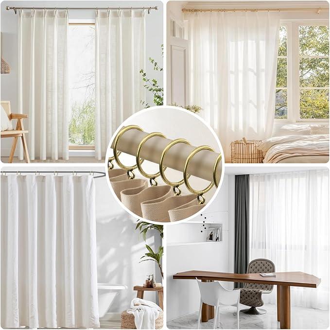 CONAMEI 80 Pcs Curtain Rings and Hooks 1.52 Inch - Stainless Steel Shower Curtain Rings and Hooks with Eyelets for Curtains Rods and Bathroom Shower Rods, Bronze - ModernBath