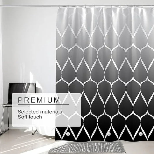 TIKABC Shower Curtain Liner, 4G PEVA Shower Liner, Plastic Waterproof Shower Curtains, with Grommet Holes and 3 Magnetic Weights(Gradient Black Gird) - ModernBath