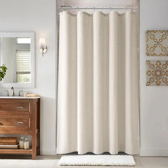 Naturoom Light Tan Linen Shower Curtain, Cloth Textured Fabric Shower Curtain Set with Hooks, Simple Elegant Modern Farmhouse Country Ultra Thick Bath Curtains for Bathroom,Water Repellent,60x72 - ModernBath