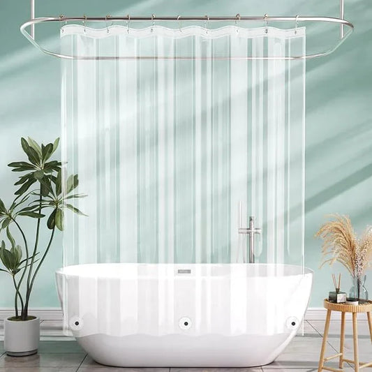 AmazerBath Camper Shower Curtain Liner 60x64, Clear Shower Curtain Liner, Waterproof Plastic Shower Liner, Cute Lightweight PEVA Shower Curtain with 3 Magnets and 10 Rustproof Metal Grommets - ModernBath