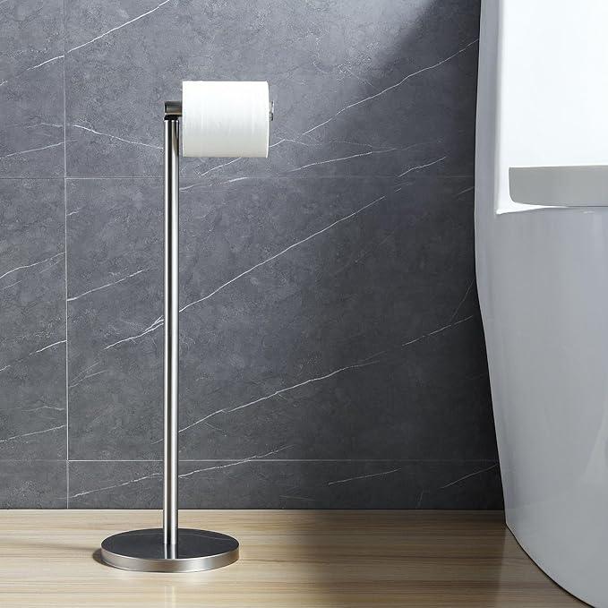 Toilet Paper Holder Stand, Stain Nickel 304 Stainless Steel,Free Standing for Bathroom,Weighted Base - ModernBath