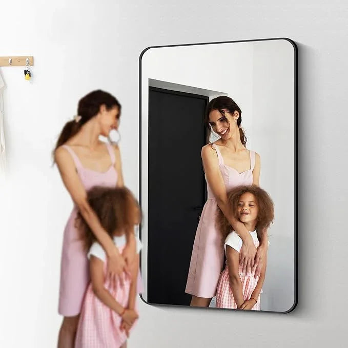 DESBING 60" x 36"Bathroom Mirror, Matte Black Wall Mirror with Metal Frame, Decorative Rectangular Vanity Mirror for Bedroom Bathroom Living Room Entryway (Horizontal/Vertical) - ModernBath
