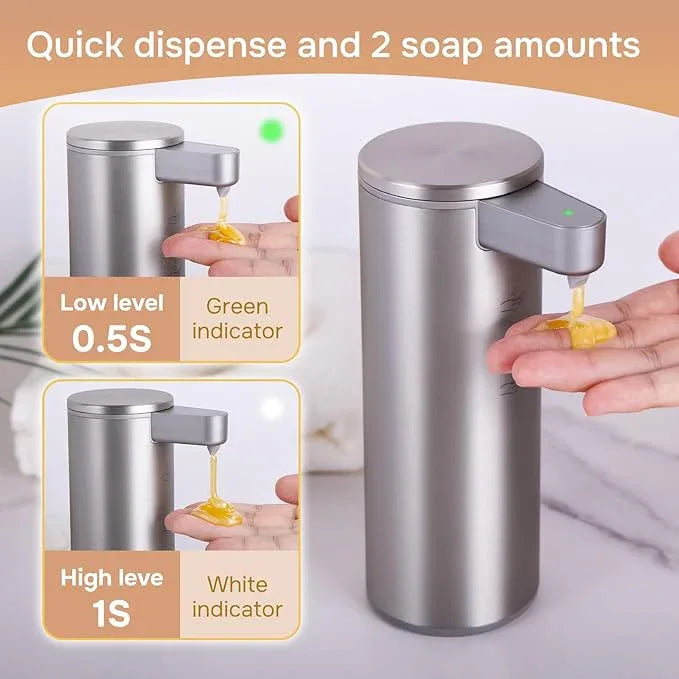 Automatic Soap Dispenser Stainless Steel with Sensor Infrared Soap Dispenser Electric IPX5 Waterproof USB-C Charging Motion Sensor for Kitchen & Bathroom, 9oz (Silver) - ModernBath