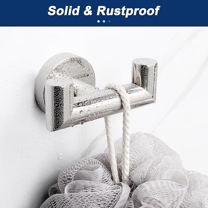 NearMoon Bathroom Double Towel Hook- SUS304 Stainless Steel Robe Towel Holder, Heavy Duty Double Coat Hook for Bathroom Livingroom Kitchen Wall Mounted (Chrome Finish-U, 2 Pack) - ModernBath