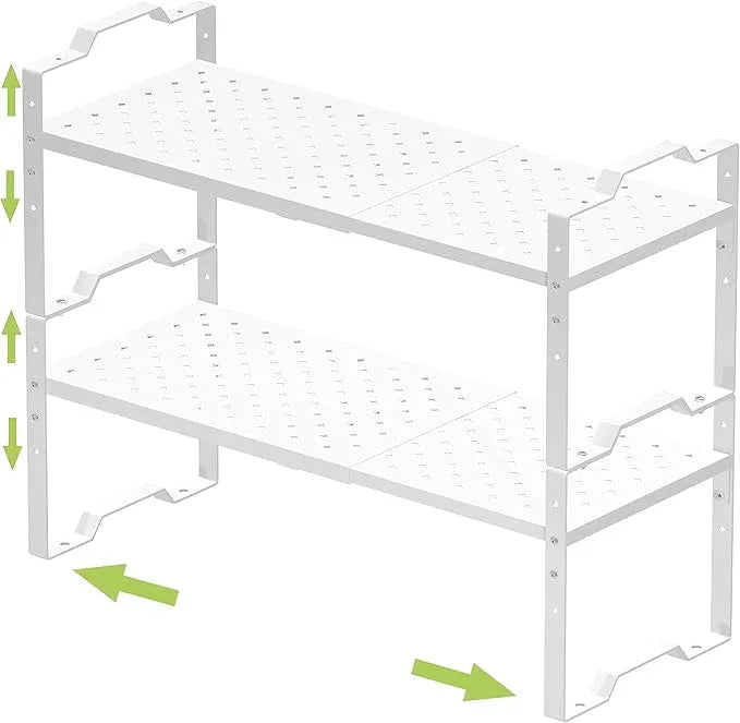 Jojocross Expandable Shelf for Cabinet Organizer Adjustable Stackable Spice Rack at Kitchen and Bathroom More,2 Packs/White, Medium - ModernBath