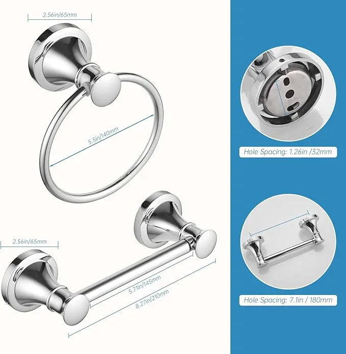 RUMOSE Toilet Paper Holder and Hand Towel Ring Polished Chrome Wall Mount Bathroom Hardware Accessories 2 PCS Set Flexible Pivoting Toilet Tissue Roll Holder and Towel Hanger, Stainless Steel - ModernBath