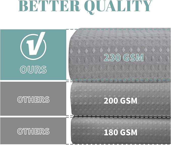eachope Grey No Hook Waffle Weave Shower Curtain with snap-in Liner Replacement, 230GSM Waterproof Fabric Hotel Shower Curtain Set for Bathroom, Through Mesh Top Window,54Wx80H - ModernBath