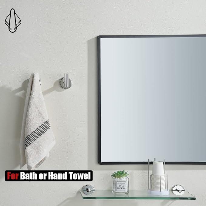 JQK Chrome Bathroom Towel Hook, 304 Stainless Steel Coat Robe Clothes Hook for Bathroom Kitchen Garage Wall Mounted (Pack of 2), TH100-CH-P2 - ModernBath