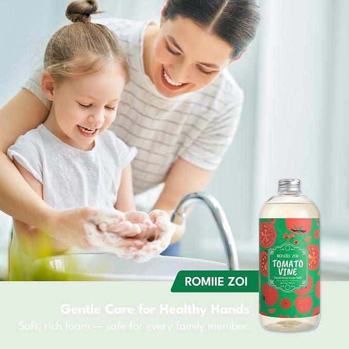 ROMIIE ZOI LIquid Hand Soap Refills Gift Set – Tomato Vine Scent – 3 x 26 Fl Oz Bottles – Plant-Based, Cruelty-Free, Gentle & Moisturizing Formula with Essential Oils – for Bathroom & Kitchen Use - ModernBath