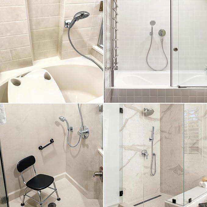 G-Promise All Metal Handheld Shower Head Holder, Adjustable Wall Mount Shower Wand Bracket, Strong Adhesive Disc Mount or Drill Installation (Chrome) - ModernBath