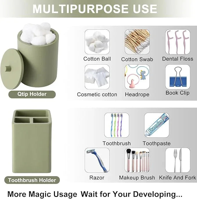 21 Pcs Bathroom Accessory Set with Waterproof Shower Curtain and Non Slip Mat,Resin Bath Set with Toothbrush Holder and Lotion Soap Dispenser,Bathroom Countertop Organizer Set for Home Apartment - ModernBath