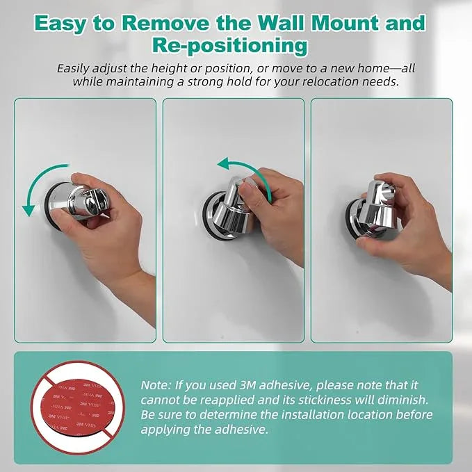 Hibbent Vacuum Suction Cup Shower Head Holder, Removable Shower Wand Bracket, Adjustable Height & Wall Mount ABS Plastic Suction Holder for Handheld Shower Head, Chrome Finish - ModernBath