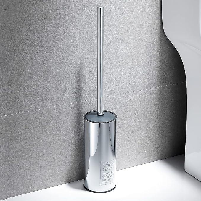 Freestanding Toilet Brush Holder for bathrooms 304 Stainless Steel Toilet Brush Stand Round Storage and Organization Rust Resistant 18-inch high Polished Chrome Finished - ModernBath