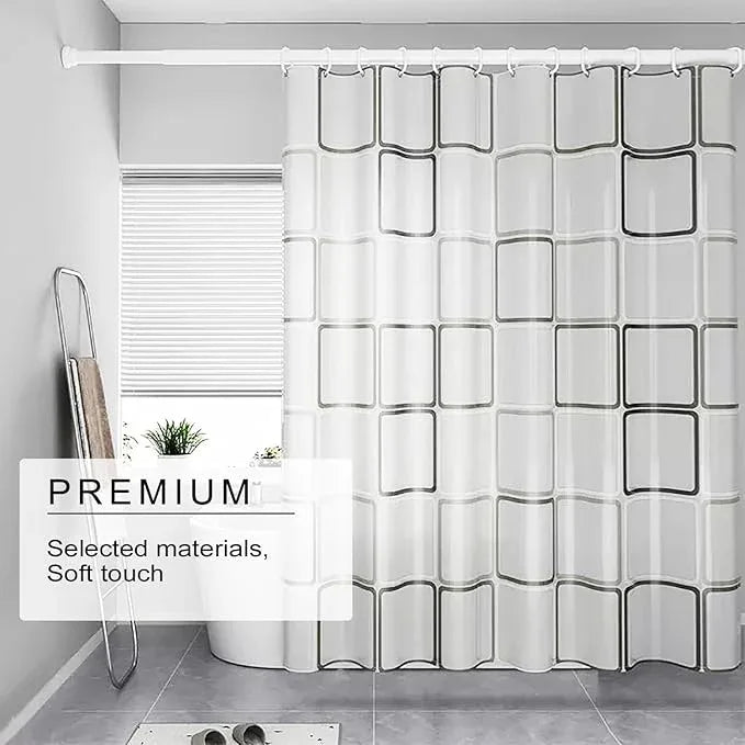 TIKABC Shower Curtain Liner, 4G PEVA Shower Liner, Plastic Waterproof Shower Curtains, with Grommet Holes and 3 Magnetic Weights(Black White Big Square) - ModernBath