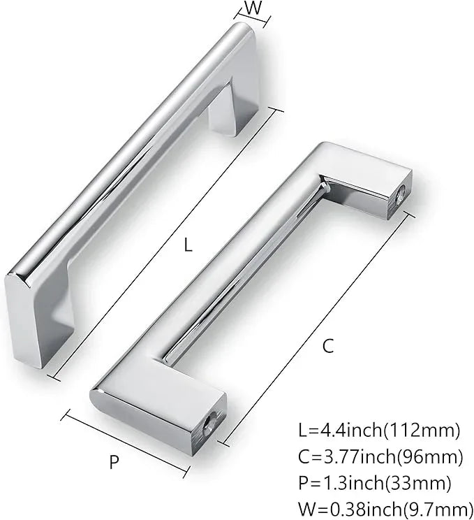 khtumeware 3-3/4 Inch Hole Center 2 Pack Polished Chrome Cabinet Pulls Heavy Duty Solid Kitchen Drawer Handle, Hardware for Bathroom, Drawer, Cabinet, Door Cabinet - ModernBath