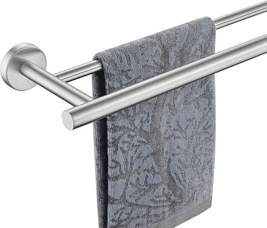 JQK Double Bath Towel Bar, 19 Inch 304 Stainless Steel Thicken 0.8mm Towel Rack Bathroom, Towel Holder Brushed Finished Wall Mount, Useable Length 16 Inch, TB100L16-BN - ModernBath