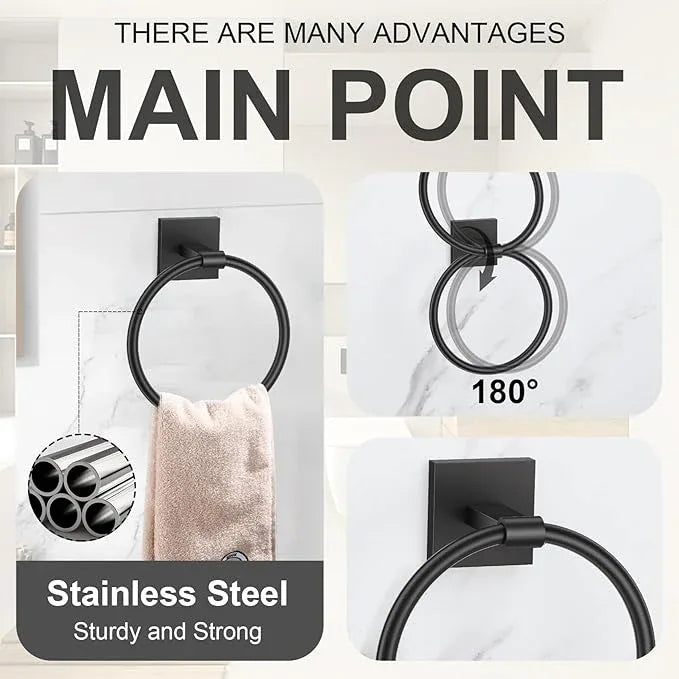 Matte Black Towel Bar Bathroom Hardware Accessories Set, 5 Pieces Toilet Paper Holder Towel Holder Set, 23.6 Inch Stainless Steel Towel Racks for Bathroom Wall Mounted - ModernBath