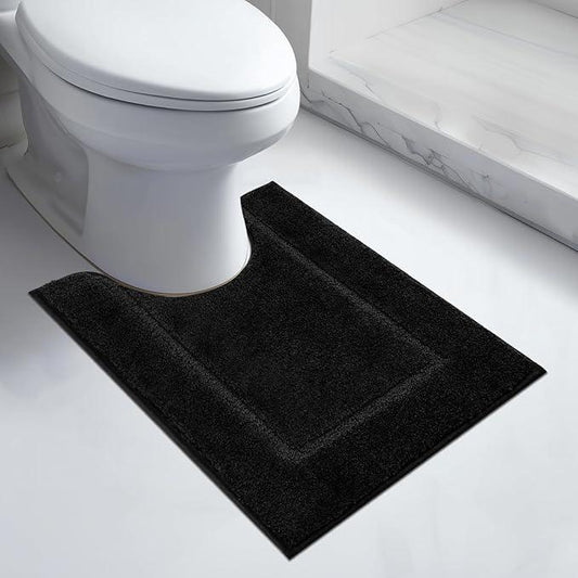anllugs Bathroom Rugs U-Shaped 20" x 24", Non-Slip Extra Soft Absorbent Bath Rugs, Machine Washable Quick Dry Bath Mats for Toilet Base, Black - ModernBath