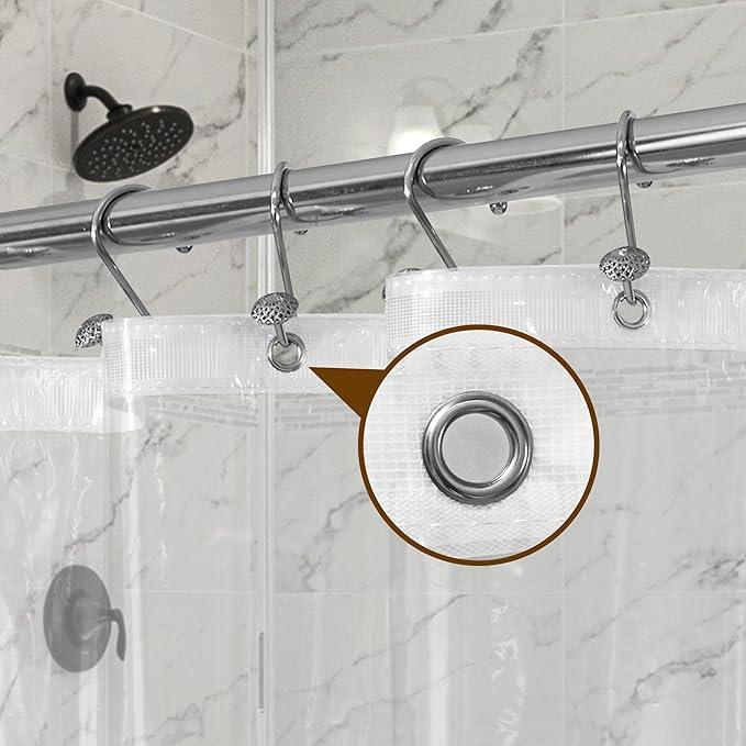 Barossa Design Plastic Shower Liner Clear - Premium PEVA Shower Curtain Liner with Rustproof Grommets and 3 Magnets, Waterproof Cute Lightweight Standard Size Bathroom Curtains - Clear - ModernBath