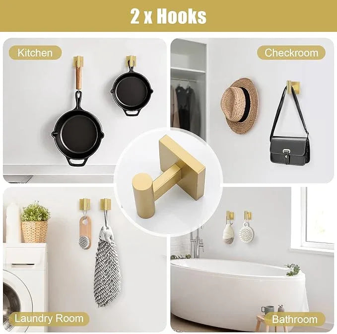 TNOMS Gold Towel Bar Set 5-Piece Brushed Gold Bathroom Hardware Accessories Set Include 23.6in Towel Bar Toilet Paper Holder Towel Ring Towel Hooks,Stainless Steel Towel Holder Set Wall-Mounted - ModernBath