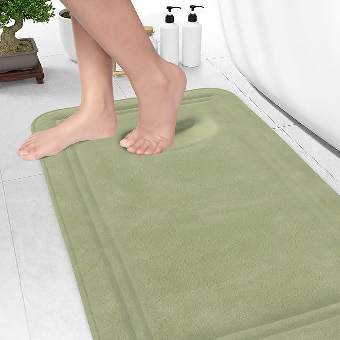ITSOFT Memory Foam Bath Mat 31x20, Non Slip, Machine Washable, Quick Dry & Absorbent Rugs, Bath Mats for Bathroom Floor, Tub & Shower, Bathroom Rug, Sage Green - ModernBath